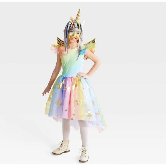 Hyde & EEK! Other - Halloween Kids' Rainbow Unicorn Halloween Costume Dress with Headpiece M - Hyde